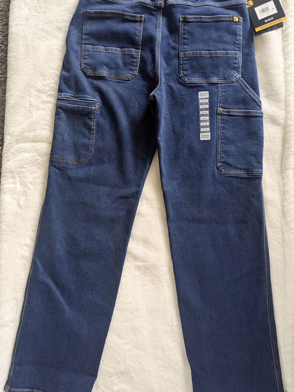 Dakota Men's Dark Blue Workwear Jeans - Utility Style 34x34 Tall